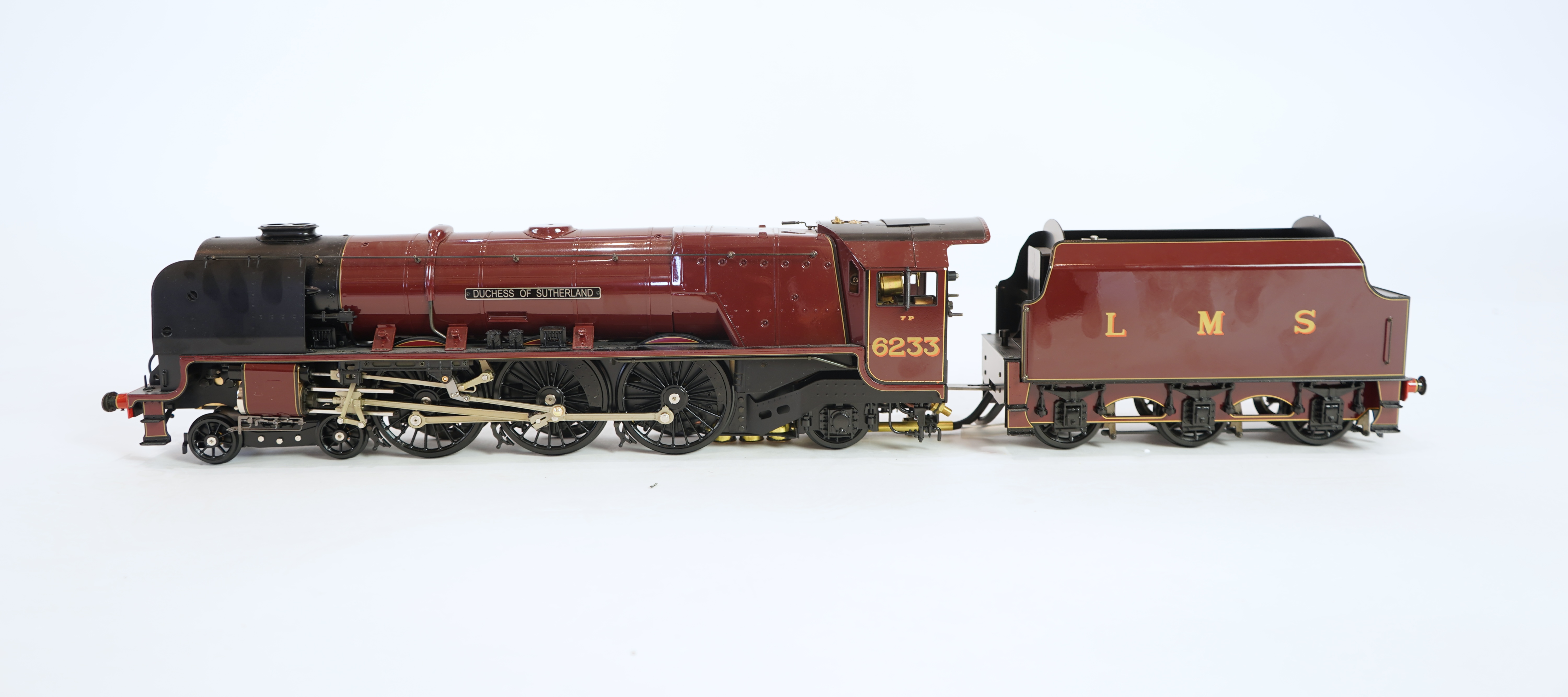 A Gauge One Aster Hobbies live steam LMS Coronation Class, 4-6-2 tender locomotive, Duchess of Sutherland 6233, the factory ‘Built Up’ version, spirit fired working four cylinder motion, with assembly instructions, opera